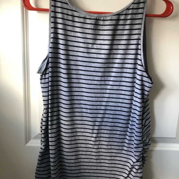 Black & Gray Stripped Maternity Tank Top - Picture 3 of 5